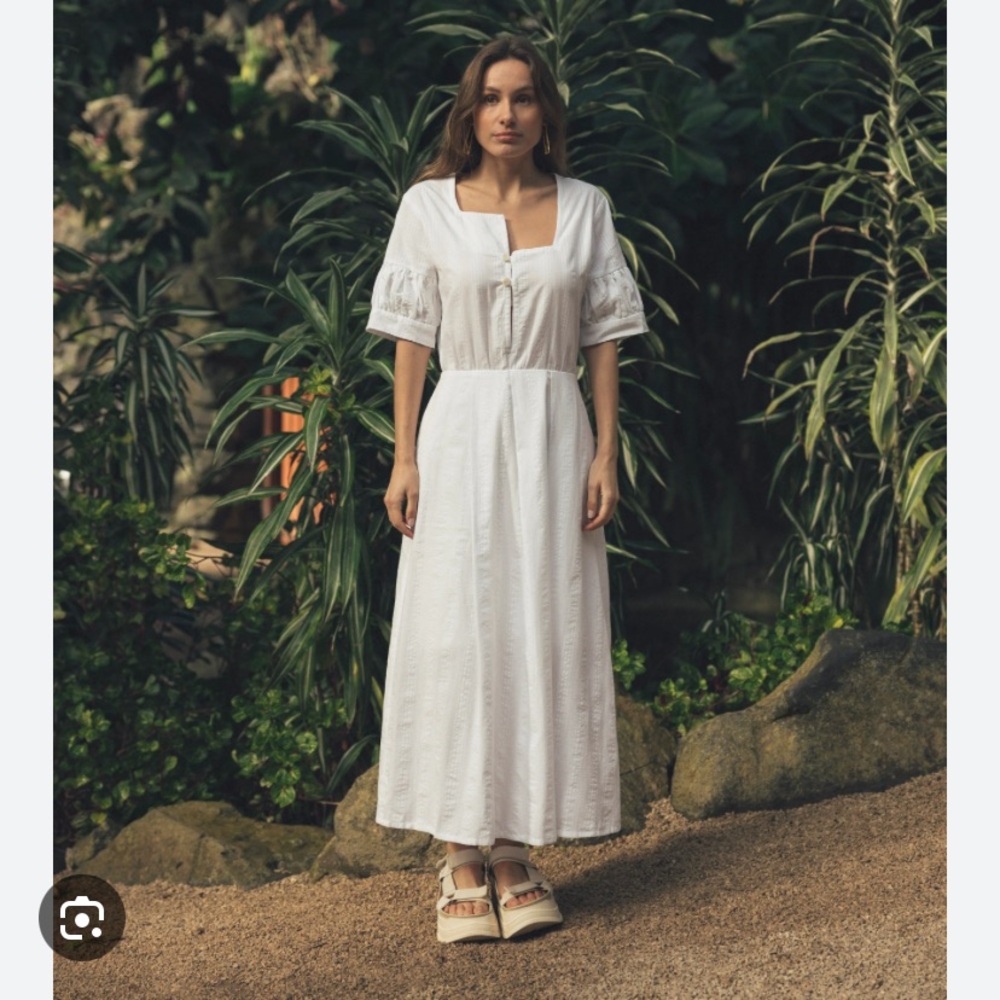 Cotton White Midi Dress